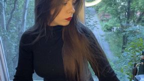 Red matte lipstick cigarette and coffee