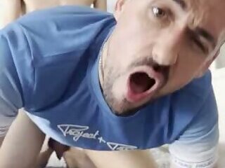 hot daddy gets hole impaled by twink's massive cock
