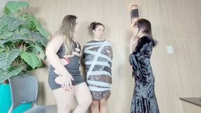 SWALLOWING THE FEET OF TWO CRUEL MISTRESSES WITHOUT ANY MERCY - BY BABE AND GABRIELA BLOND - CLIP 1