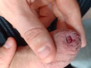 tight foreskin large cock play- playing with my uncut foreskin phimosis cock