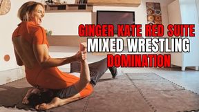 Ginger Kate red suite mixed wrestling domination