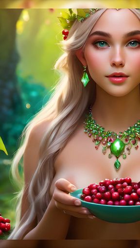 Big Breasted Nude Elf Girl with Cranberry