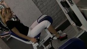 Lustful blonde pleases a man with a blowjob in a public WC