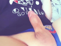 Brunette Tranny jerking in hard dick in solo Webcam
