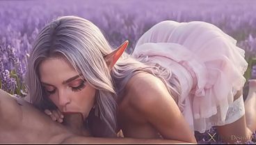 An elven girl with bouncy boobs gets fucked by my big black cock!! She sucked my hard dick and I filled her magical holes with cum...[AI|