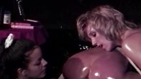 Blonde lesbian takes two toys in her tight pussy and ass