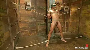 Bound Captured Stud Cums In Mid-air