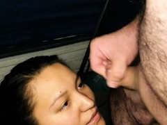 Amateur student blowjob on the balcony pov