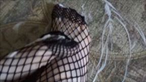 Feet, cream and fishnets socks