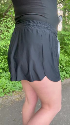 Sissy walks seductively dressed through the public park