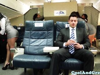 Asian flight attendants spoiling guests