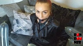 Balloon Bondage - Riding and Humping in Silk Blouse and Ballgag