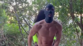 Ebony tranny domina fucks a dude outside risky fuck