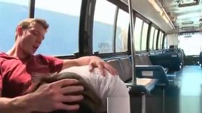 Dickloving twinky gets fucked in the bus while on the road