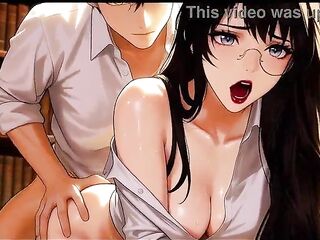 Gap Moe glasses gorgeous woman , the private study session in the library.Super temptation.Clip 3. AI-generated