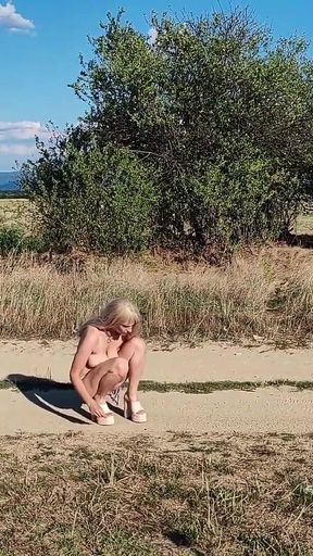 The Little Whore Masturbates on the Road