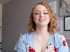 Sexy honey jerks her ample all-natural tits