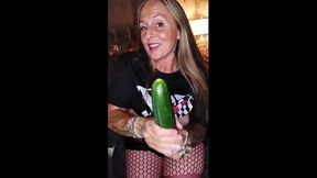 Naughtiest British GF gets stuffed with cucumber by Daddy