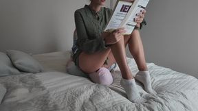 I don't care that it's hard for him, I'm sitting on his face with all my weight, I like it! While I'm studying for the exam, His place is under my ass. (Facesitting, worship, domination)