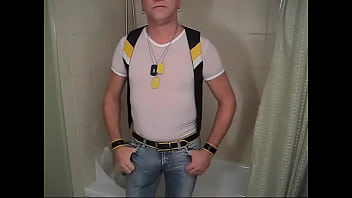 piss condom in tight jeans sheer T&#039_s and leather vest 2016