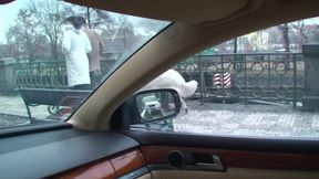 Cindy Dollar picked up on street and talked into nice backseat blowjob