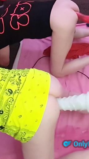 Double fucking machine fun with big dildos and 2 fucking machines   Clip 3