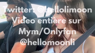 French girl exhib in car and fingering herself