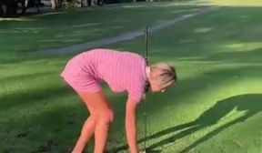 Sexy teen plays golf for holes