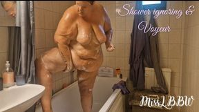 Ignored in the shower – wet SSBBW body, belly & ass worship denied