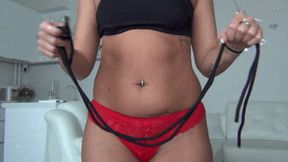 Bondage of myself with black rope d
