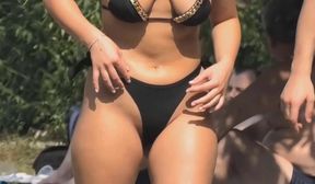 hot brunette meaty ass black bikini