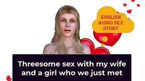 threesome sex with my wife and a girl who we just met - english audio sex story