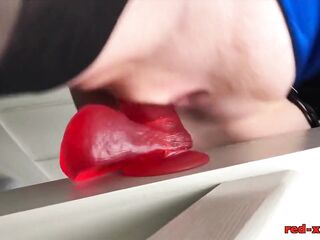 Suction Sex-toy on the Stairs!