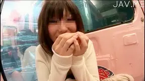 Hot japanese  with upskirt is sucking big penis