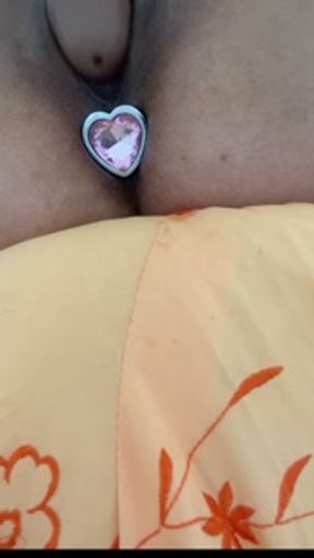 😈 hottie enjoying a lot with anal plug and dildo, hiding from her husband💦🔥