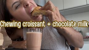 Chewing croissant + chocolate milk