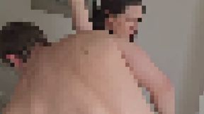 CENSORED BONDAGE SEX TAPE DEVICE BONDAGE AND OPEN MOUTH GAG WITH BLOW JOB AND PIXELATED SEX