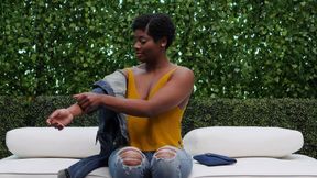 Audition continues with quick Handjob from stunning black babe [POV]