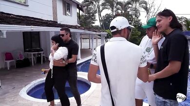 A group of men want to fuck a big-assed, black-haired Latina, but only her best friend can do it.