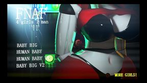 fnaf 4 girls 1 man [ hentai game pornplay ] crazy animatronics femdom sex
