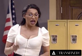 Transfixed superhot trio tears up curvy teacher in raunchy triple team
