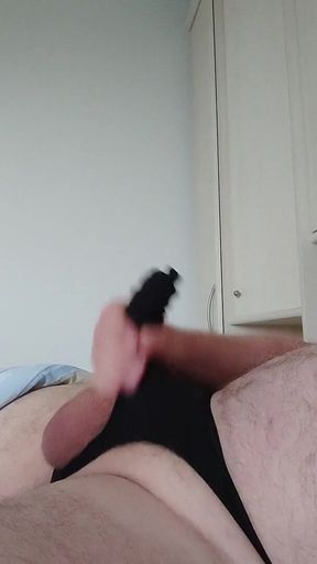 Horny Jerking off in a Black Thong for the Cock
