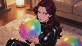 Balloons Stories #14: Latex Catsuit Balloon Confession After Work