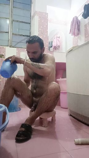 Desi indian man enjoy morning shawer and masterbation