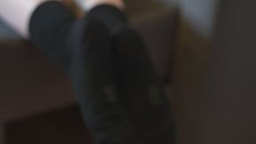 Ignored cum on dirty black socks