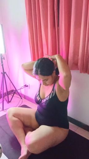 Your yoga instructor is an older lady, she gives you classes but you just want to fuck her