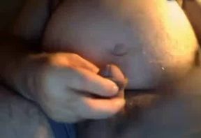 Hairy NY Bear Strokes on Webcam