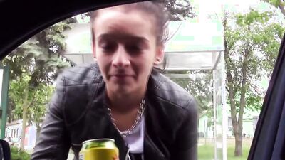 Amateur girl Vanessa is picked off the street to suck a hard pecker