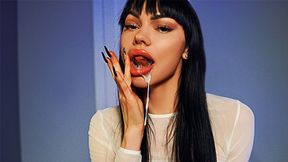 Slender Babe Teases with Deepthroat and Handjob