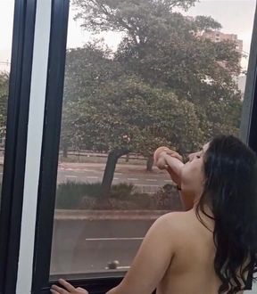 Blowjob at my office window